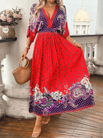 Maxi Jurk met V-hals en Paisley Bloemenprint - Maxi Dresses - Jurkjes.co