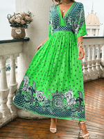 Maxi Jurk met V-hals en Paisley Bloemenprint - Maxi Dresses - Jurkjes.co