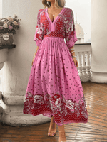 Maxi Jurk met V-hals en Paisley Bloemenprint - Maxi Dresses - Jurkjes.co