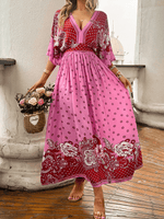 Maxi Jurk met V-hals en Paisley Bloemenprint - Maxi Dresses - Jurkjes.co