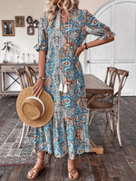 Maxi Jurk met V-hals en Paisley Print - Maxi Dresses - Jurkjes.co
