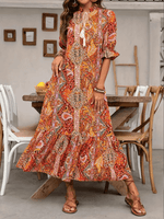Maxi Jurk met V-hals en Paisley Print - Maxi Dresses - Jurkjes.co