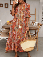 Maxi Jurk met V-hals en Paisley Print - Maxi Dresses - Jurkjes.co