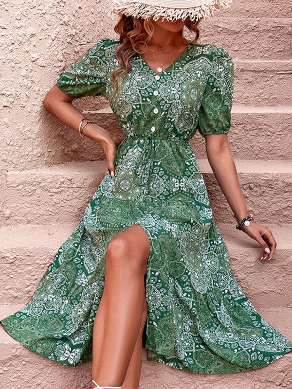 Maxi Jurk met V-hals en Paisley Print - Maxi Dresses - Jurkjes.co