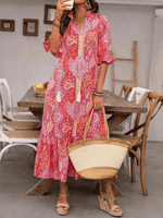 Maxi Jurk met V-hals en Paisley Print - Maxi Dresses - Jurkjes.co