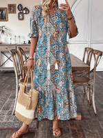 Maxi Jurk met V-hals en Paisley Print - Maxi Dresses - Jurkjes.co