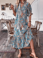 Maxi Jurk met V-hals en Paisley Print - Maxi Dresses - Jurkjes.co