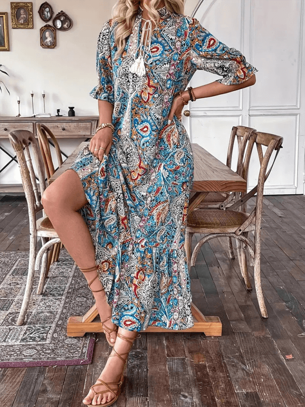Maxi Jurk met V-hals en Paisley Print - Maxi Dresses - Jurkjes.co