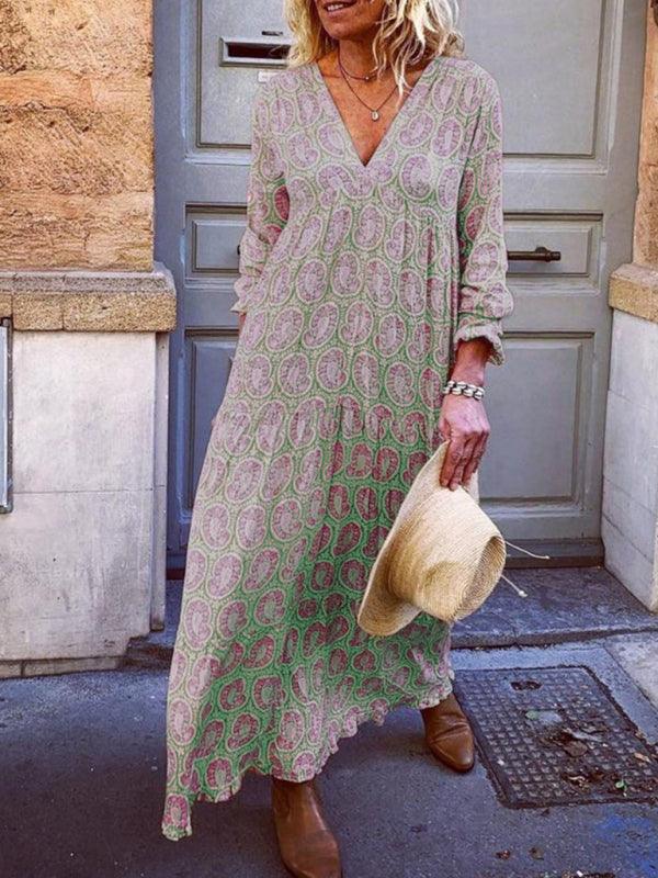 Maxi Jurk met V-hals en Paisleyprint - Maxi Dresses - Jurkjes.co