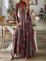 Maxi Jurk met V-hals en Paisleyprint - Maxi Dresses - Jurkjes.co