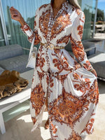 Maxi Jurk met V-hals en Paisleyprint - Maxi Dresses - Jurkjes.co