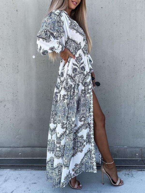 Maxi Jurk met V-hals en Paisleyprint - Maxi Dresses - Jurkjes.co