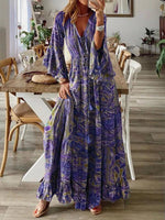 Maxi Jurk met V-hals en Paisleyprint - Maxi Dresses - Jurkjes.co