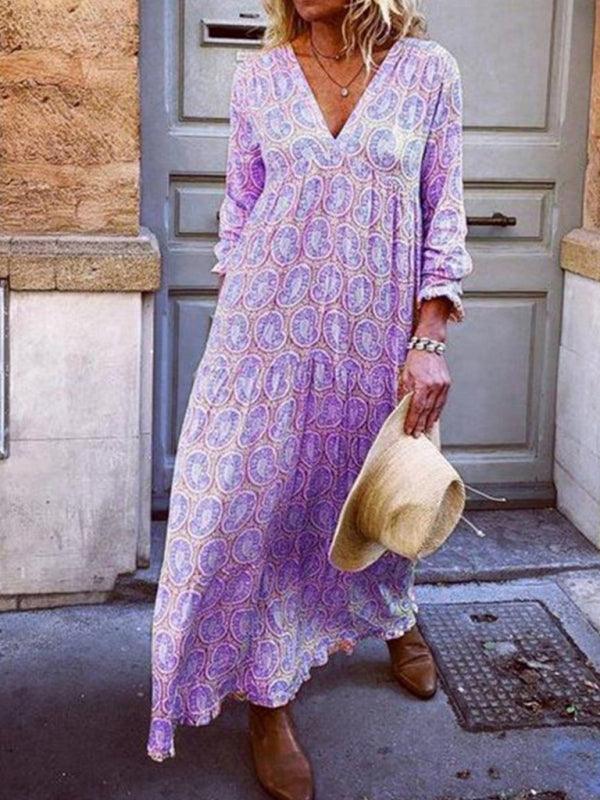 Maxi Jurk met V-hals en Paisleyprint - Maxi Dresses - Jurkjes.co
