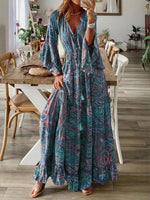 Maxi Jurk met V-hals en Paisleyprint - Maxi Dresses - Jurkjes.co