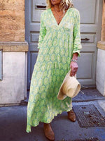 Maxi Jurk met V-hals en Paisleyprint - Maxi Dresses - Jurkjes.co