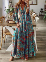 Maxi Jurk met V-hals en Paisleyprint - Maxi Dresses - Jurkjes.co