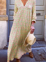 Maxi Jurk met V-hals en Paisleyprint - Maxi Dresses - Jurkjes.co