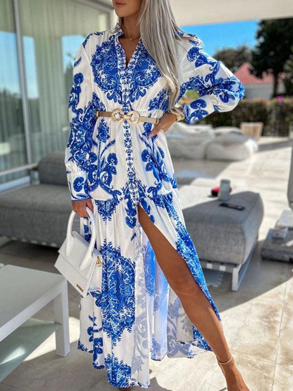 Maxi Jurk met V-hals en Paisleyprint - Maxi Dresses - Jurkjes.co