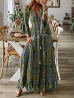 Maxi Jurk met V-hals en Paisleyprint - Maxi Dresses - Jurkjes.co