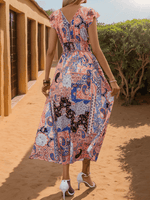 Maxi Jurk met V-hals en Patchwork Print - Maxi Dresses - Jurkjes.co