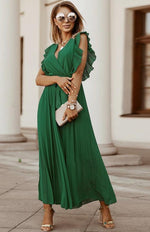 Maxi Jurk met V-hals en Plooirok - Group4 - Jurkjes.co