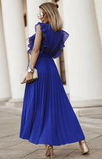 Maxi Jurk met V-hals en Plooirok - Group4 - Jurkjes.co