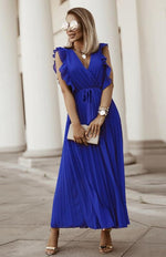 Maxi Jurk met V-hals en Plooirok - Group4 - Jurkjes.co