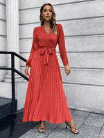 Maxi Jurk met V-hals en Plooirok - Maxi Dresses - Jurkjes.co