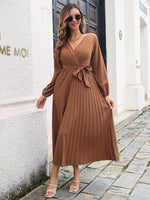 Maxi Jurk met V-hals en Plooirok - Maxi Dresses - Jurkjes.co