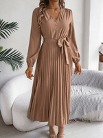Maxi Jurk met V-hals en Plooirok - Maxi Dresses - Jurkjes.co