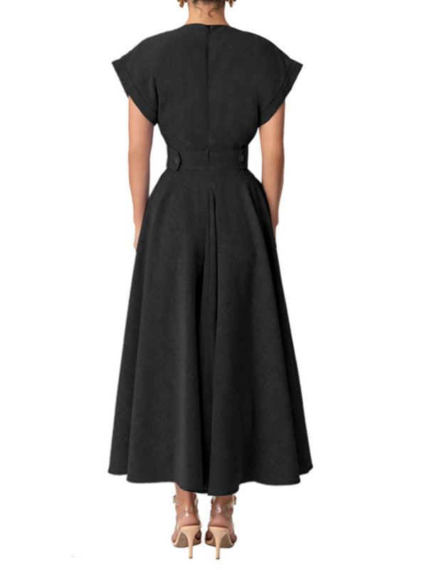 Maxi Jurk met V-hals en Plooirok - Maxi Dresses - Jurkjes.co