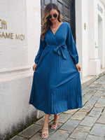 Maxi Jurk met V-hals en Plooirok - Maxi Dresses - Jurkjes.co