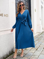 Maxi Jurk met V-hals en Plooirok - Maxi Dresses - Jurkjes.co