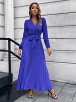 Maxi Jurk met V-hals en Plooirok - Maxi Dresses - Jurkjes.co