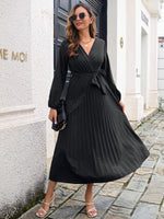 Maxi Jurk met V-hals en Plooirok - Maxi Dresses - Jurkjes.co