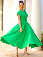 Maxi Jurk met V-hals en Plooirok - Maxi Dresses - Jurkjes.co