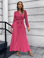 Maxi Jurk met V-hals en Plooirok - Maxi Dresses - Jurkjes.co