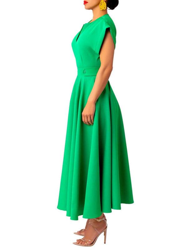 Maxi Jurk met V-hals en Plooirok - Maxi Dresses - Jurkjes.co