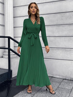 Maxi Jurk met V-hals en Plooirok - Maxi Dresses - Jurkjes.co