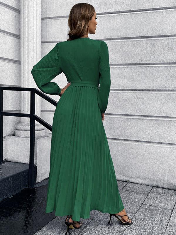 Maxi Jurk met V-hals en Plooirok - Maxi Dresses - Jurkjes.co