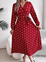Maxi Jurk met V-hals en Polka Dots - Maxi Dresses - Jurkjes.co