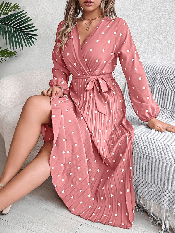 Maxi Jurk met V-hals en Polka Dots - Maxi Dresses - Jurkjes.co