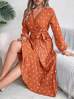 Maxi Jurk met V-hals en Polka Dots - Maxi Dresses - Jurkjes.co