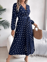 Maxi Jurk met V-hals en Polka Dots - Maxi Dresses - Jurkjes.co