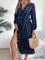 Maxi Jurk met V-hals en Polka Dots - Maxi Dresses - Jurkjes.co
