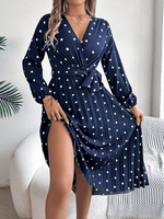 Maxi Jurk met V-hals en Polka Dots - Maxi Dresses - Jurkjes.co