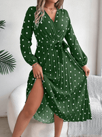 Maxi Jurk met V-hals en Polka Dots - Maxi Dresses - Jurkjes.co