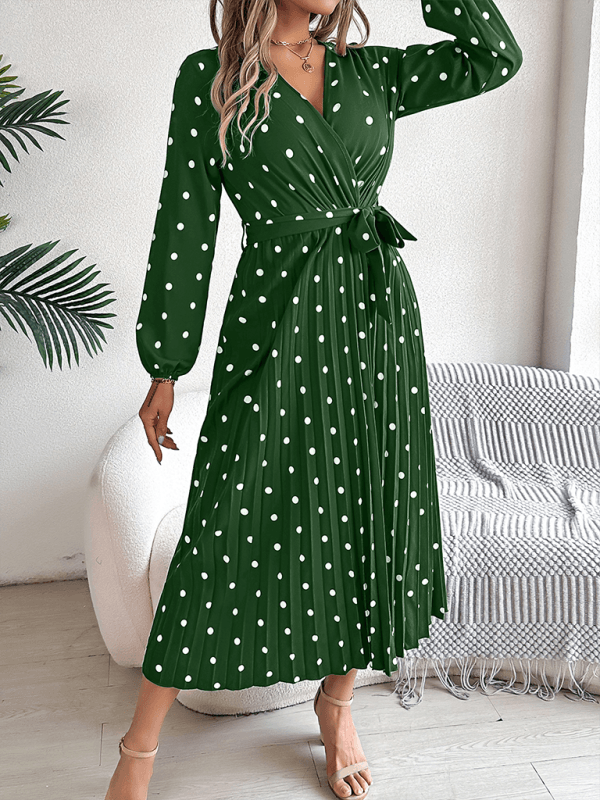 Maxi Jurk met V-hals en Polka Dots - Maxi Dresses - Jurkjes.co