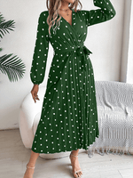 Maxi Jurk met V-hals en Polka Dots - Maxi Dresses - Jurkjes.co